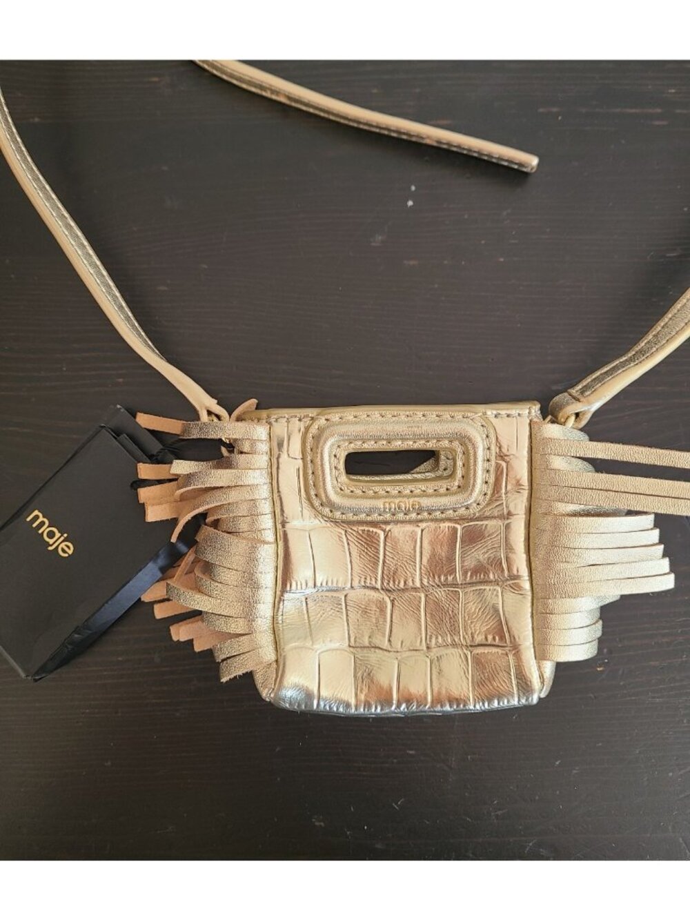 NWT Maje Mini M Bag for Airpods Golden